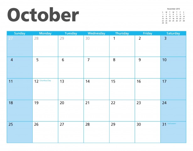 15年10月カレンダーのページ 無料画像 Public Domain Pictures