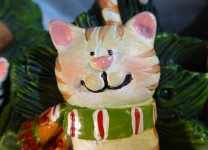 Closeup of cute cat ornament face