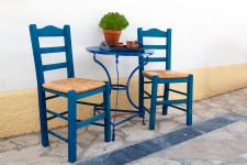 Grecki krzesła kawy