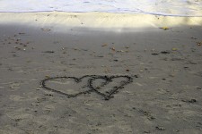 Two hearts drawn in Sand