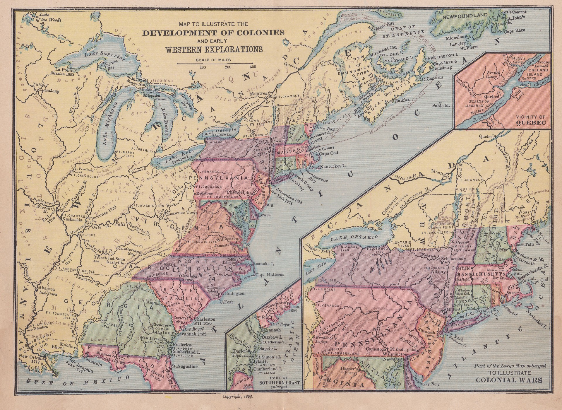 Antik Bild: Karta över Early America