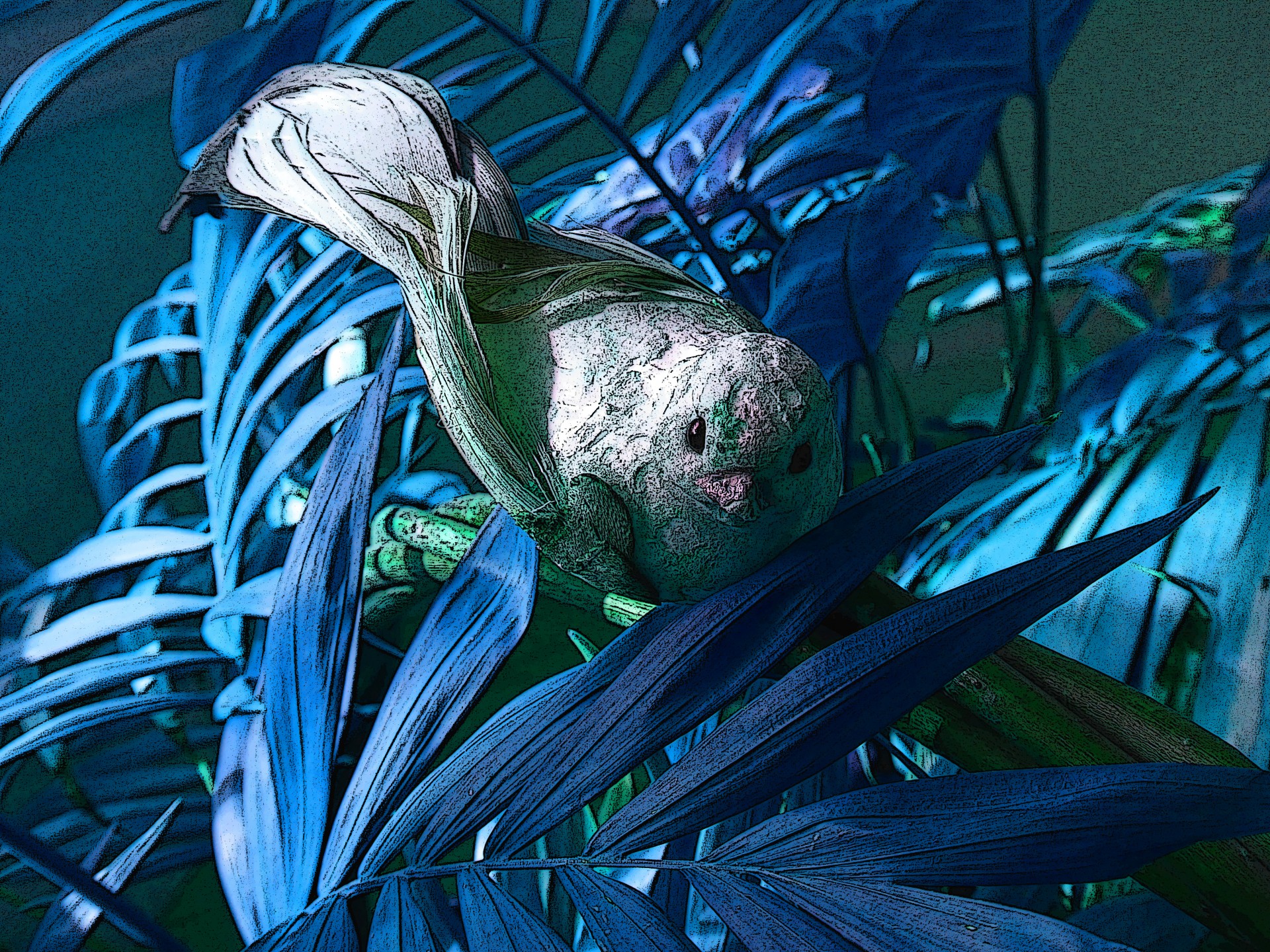 Pasăre albastră în tufiș