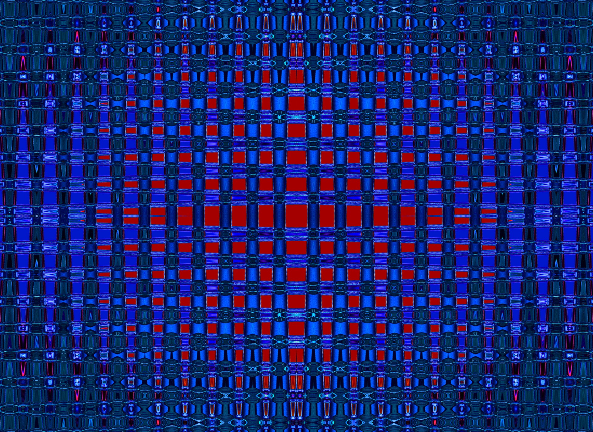 Blauwe grid patroon op rood