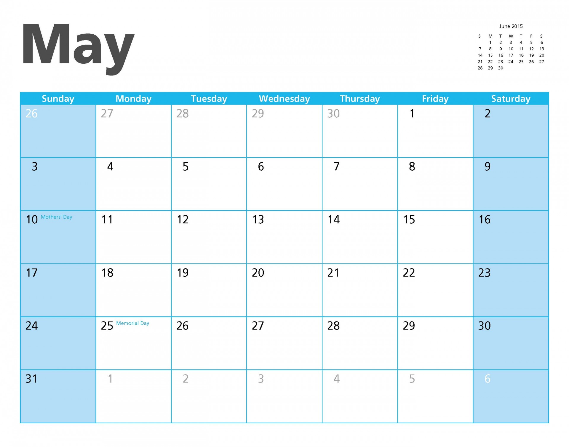 Mai 2015 Calendar Page