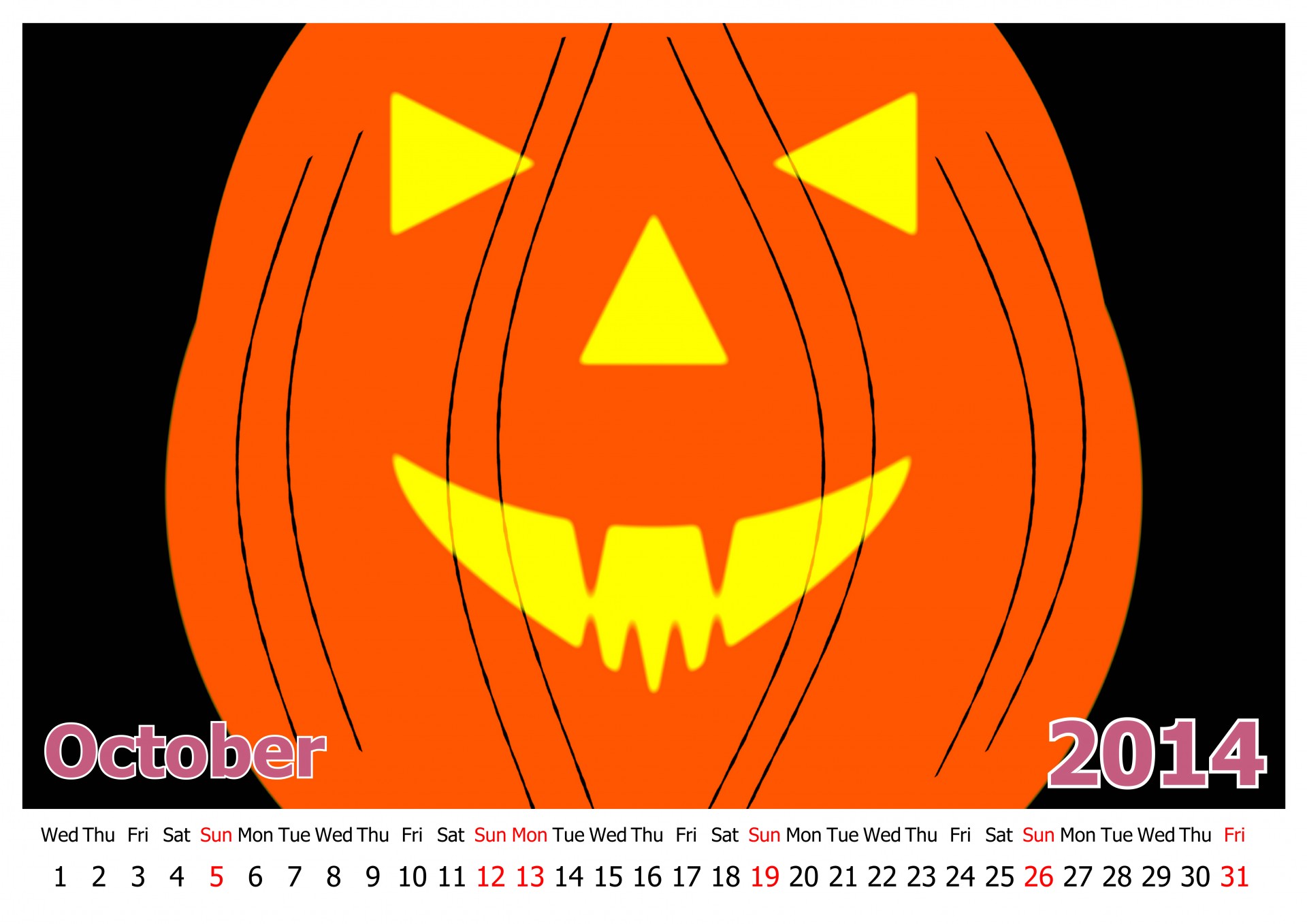 Octombrie 2014 calendar