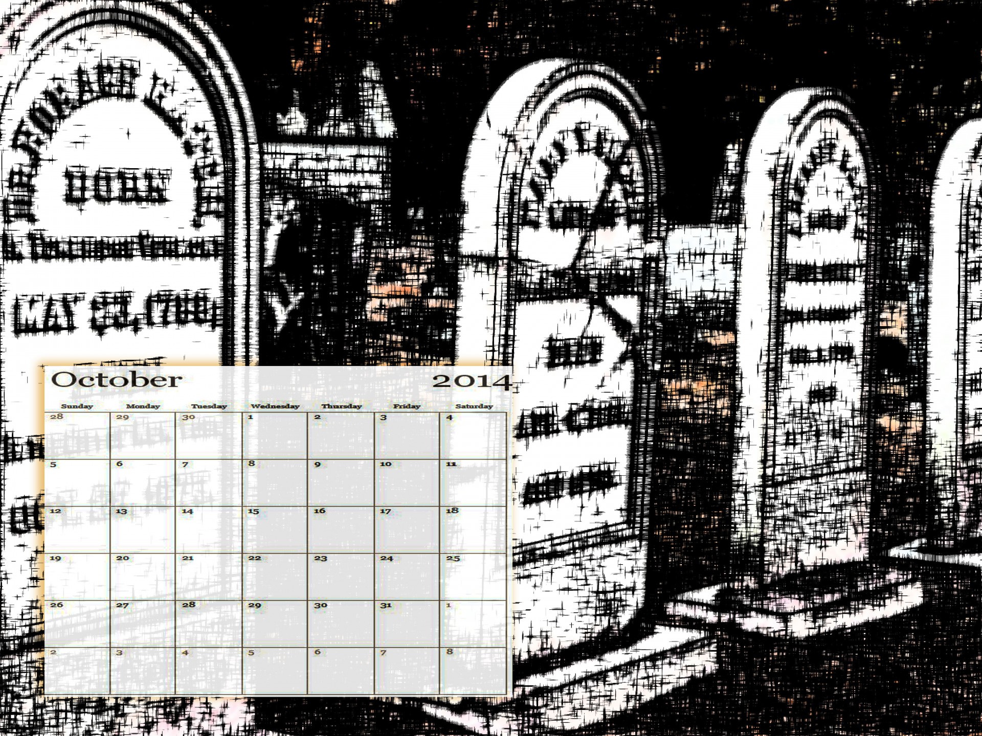 Octombrie 2014 Tombstone Calendar