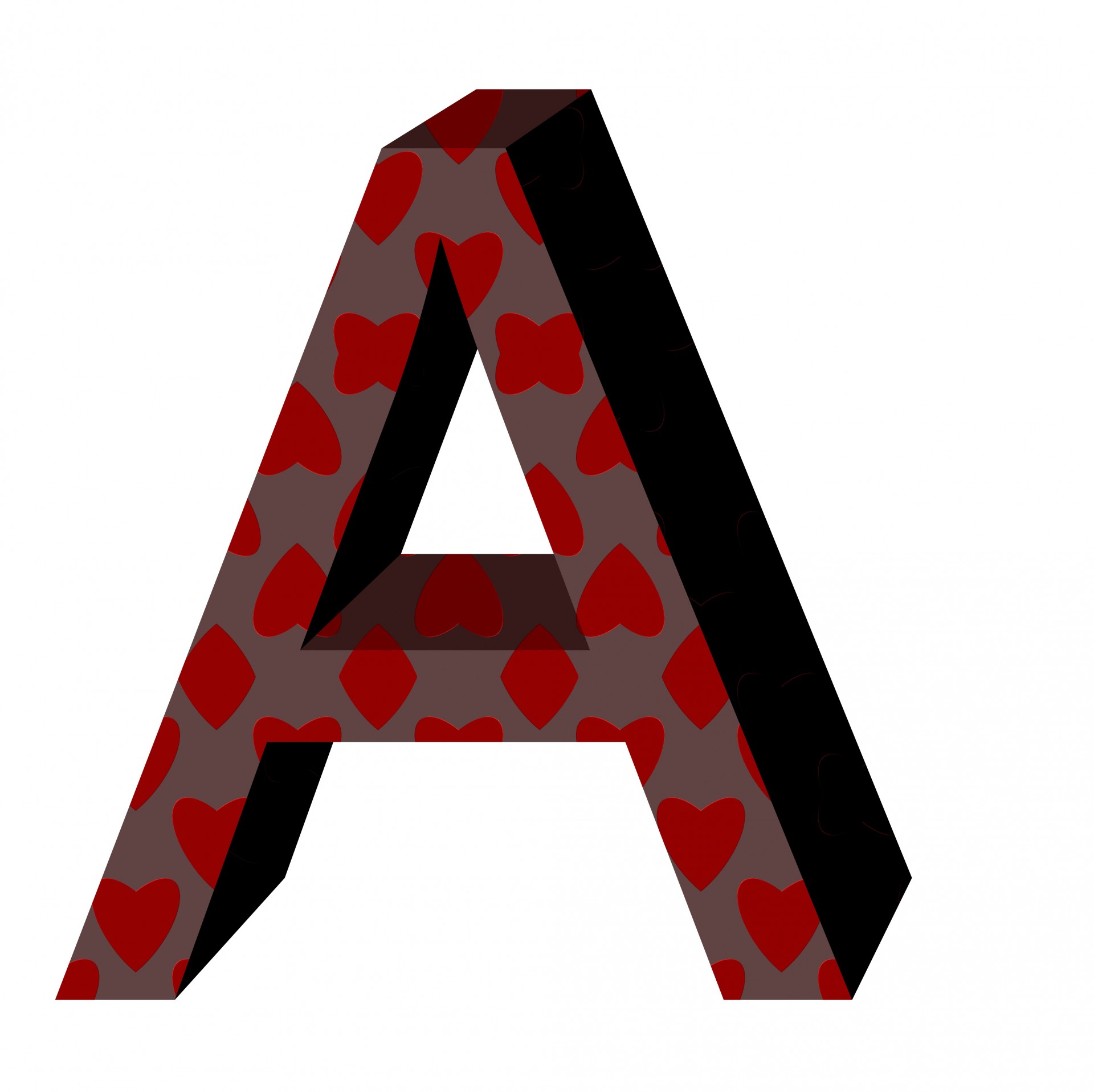 Red Hearts Letter A