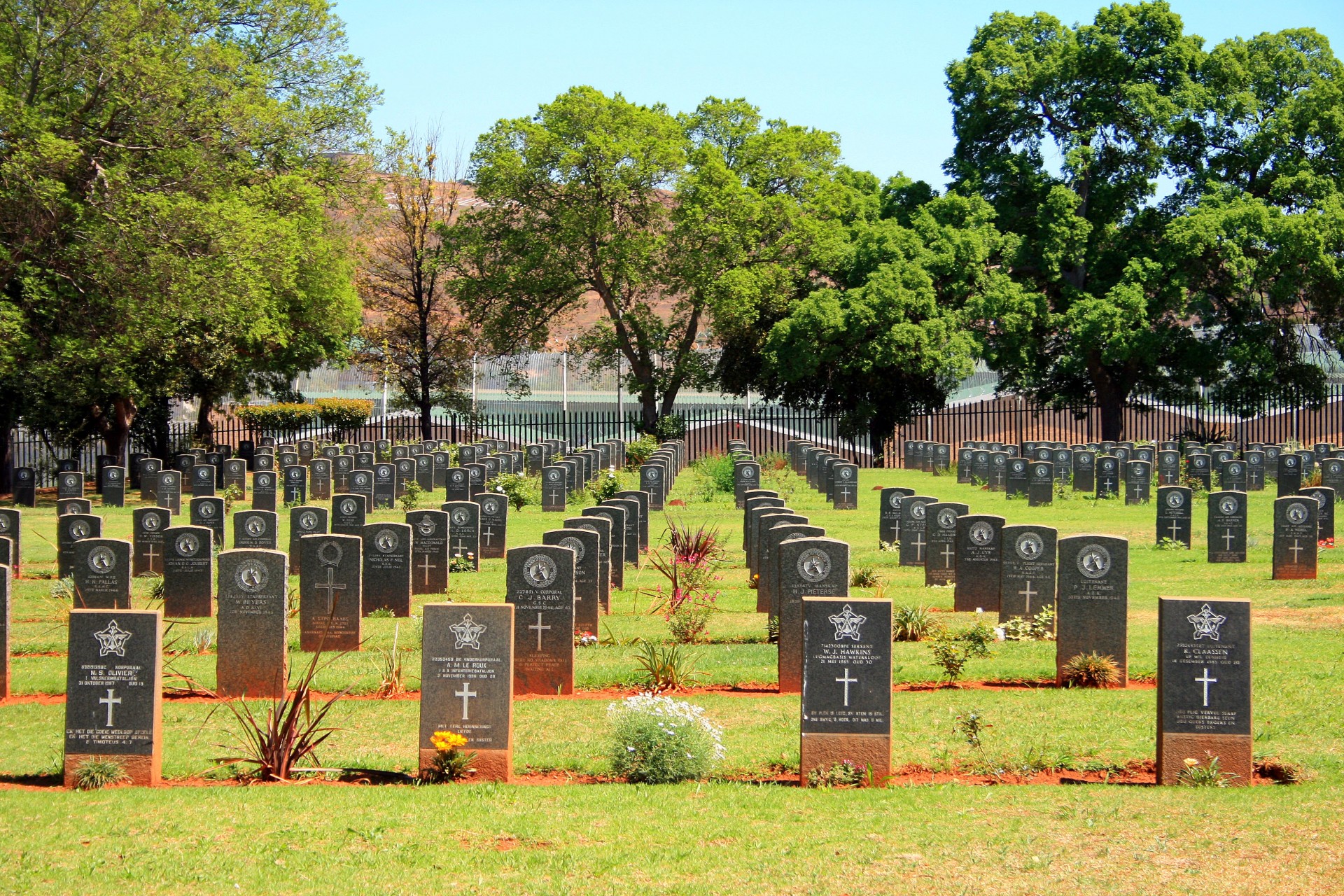 Rânduri de morminte din cimitir militar
