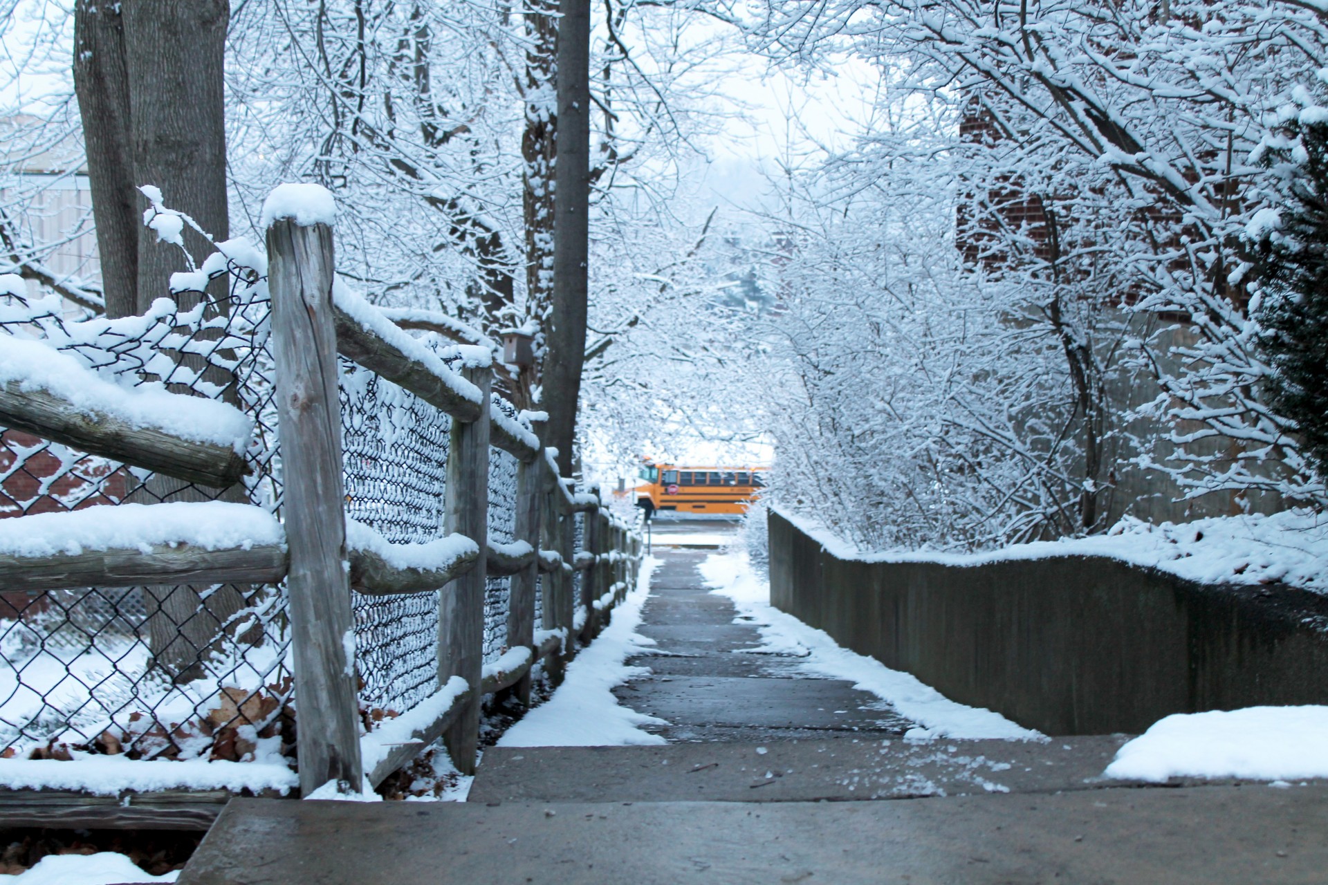 Acoperite de zăpadă gard de autobuz