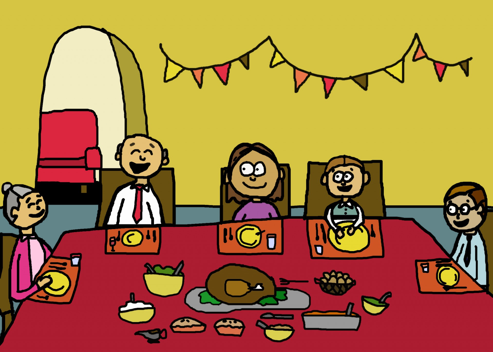 Ilustracja dziękczynienia obiad