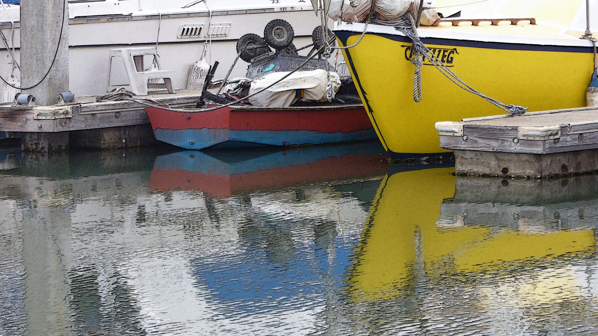 Barca galben în Harbor