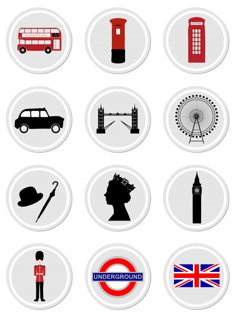 British Icons Multi Scrapbook Sticker Set Eye Pigeon Tower Guard Bus Flag 