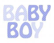 Baby Boy Blue Polka Dots Text