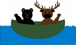 Ursul &amp; Deer în Canoe