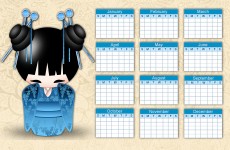 Kokeshi Doll Calendario