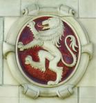 Leone Emblema Logo Sulla Costruzione
