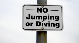 No jumping or diving sign