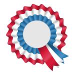 Red and blue rosette