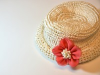 White Straw Pink Flower Hat