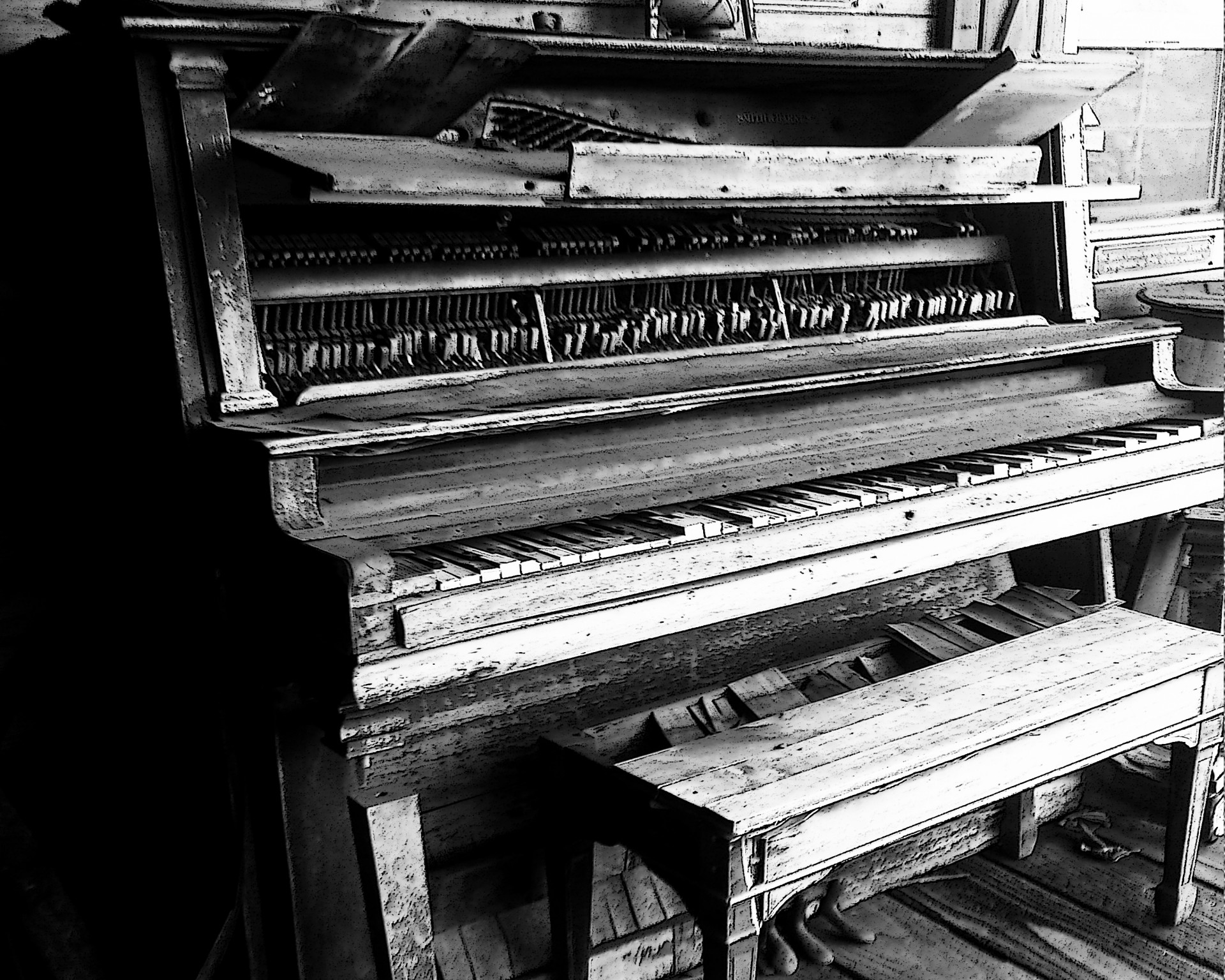 Antique Player Piano Black White Free Stock Photo Public Domain Pictures