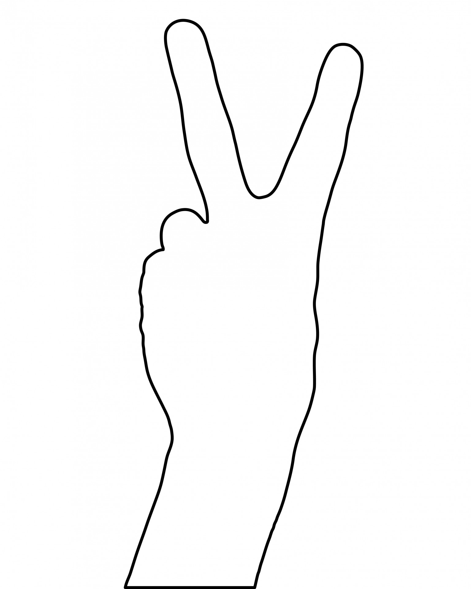 Two Fingers Victory Sign Outline