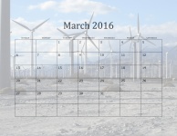 Calendário 2016 de março Mensal
