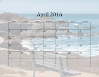 Апрель 2016 Пляж Календарь
