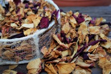 Basket filled with dried rose petal