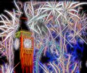 Big Ben und Feuerwerk Fractal Draht