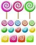 Bright lollipops icons clipart