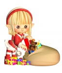 Cartoon Elf mit Sack Geschenke