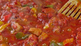 Chili och kött Frying