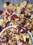 Dry rose petals with basket