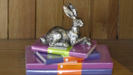 Hare Rabbit Statuette On Bookshelf