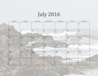 Iulie 2016 Beach Calendar