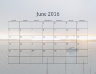 Czerwiec 2016 Plaża Kalendarz