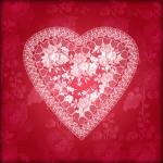 Lace E Floral Heart On Red