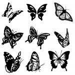 Neun Schmetterlinge