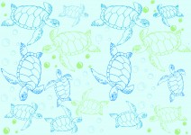 Turtle And Bubbles Seaside Pattern