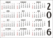12 månaders kalender 2016