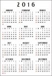 12 Monats Kalender 2016 vertikal