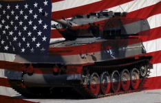 Amerikanische Flagge und Army Tank # 2