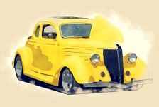 Classic Hot Rod Car vattenfärg