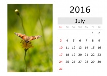 Kalender - Juli 2016 (englisch)