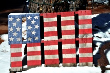 Snow Covered Wooden Flag