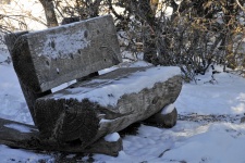 Snowy Log Bench