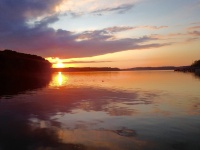 Zonsondergang op een meer