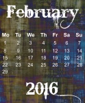 Février 2016 Grunge Calendrier