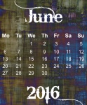 Czerwiec 2016 Grunge Kalendarz