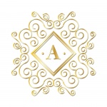 Letra A, del monograma del oro